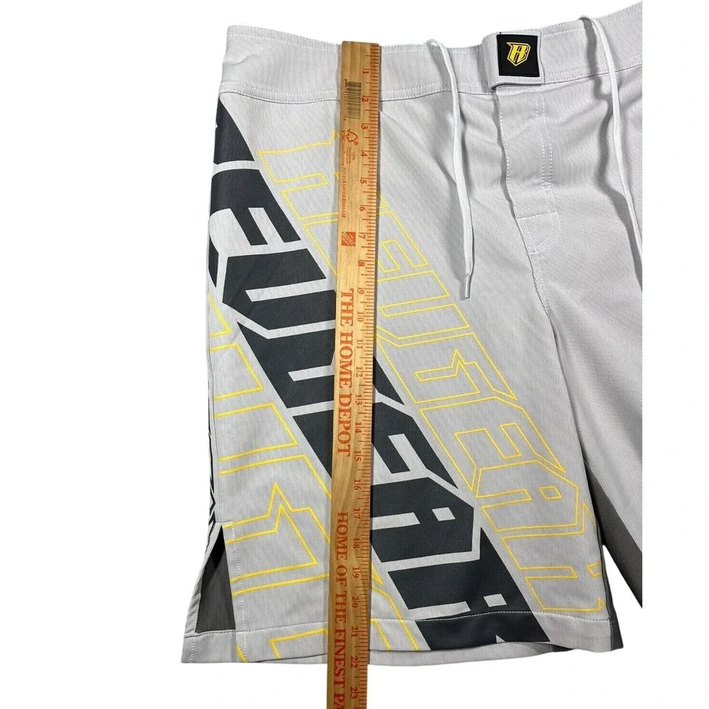 Revgear‎ MMA Board Shorts Mens XXL Grey Yellow Graphic Pro Fight Gear Training